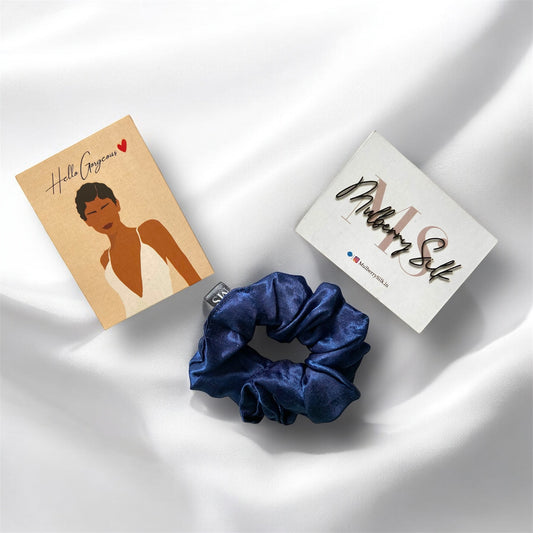 PURE Mulberry Silk Scrunchie for Hair- Single Piece in Blue