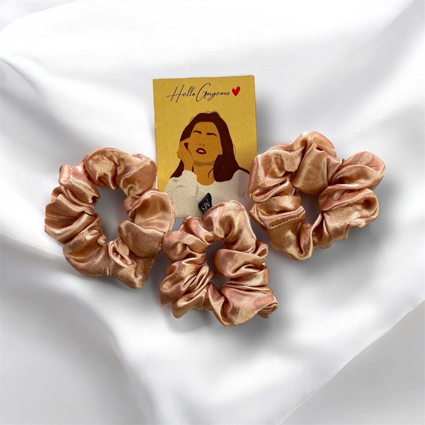 PURE Mulberry Silk Scrunchies for Hair- Set of 3 in Champagne Shade