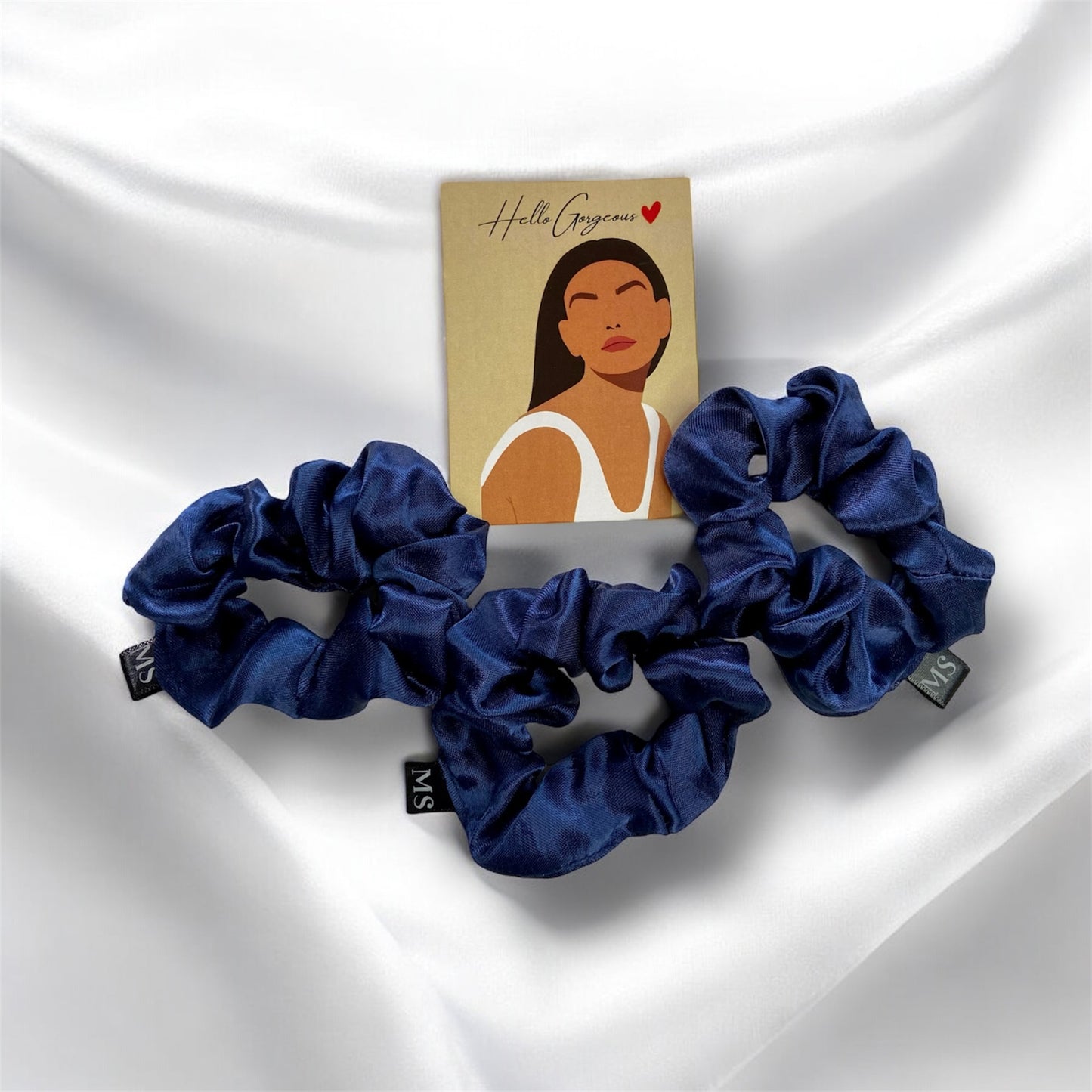 PURE Mulberry Silk Scrunchies for Hair- Set of 3 in Blue Shade